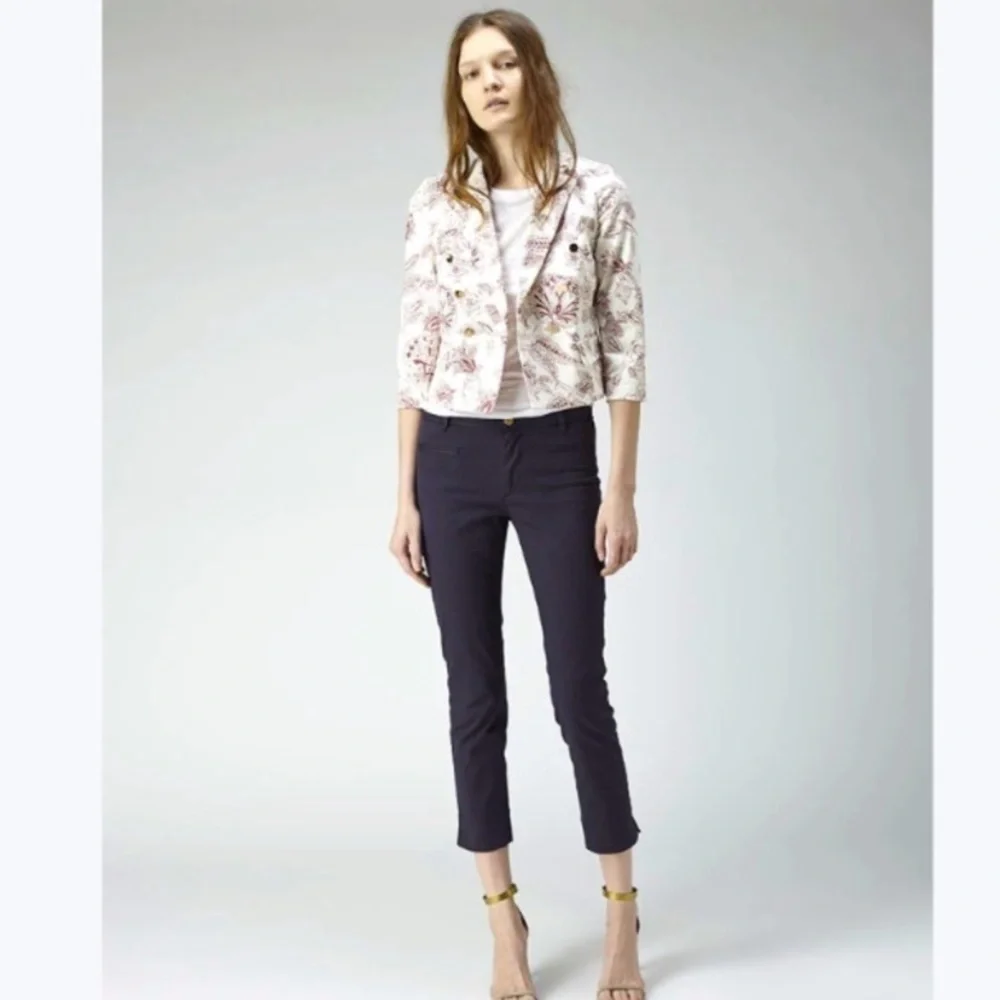 ✅ Isabel Marant Jacket Lisa Paisley Cropped Double Breasted in Purple White